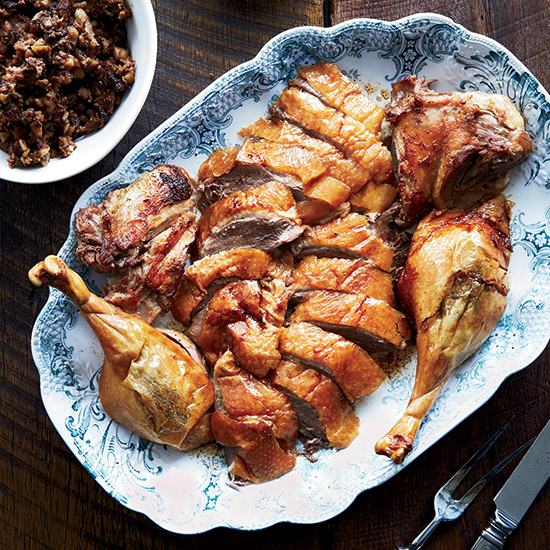 Christmas Dishes Recipes Roast Goose With Pork Prune and Chestnut Stuffing