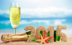 Happy New Year Beach 2015 Wallpaper Champagne